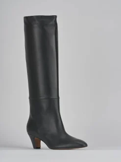 Stivali tacco 5cm pelle nero