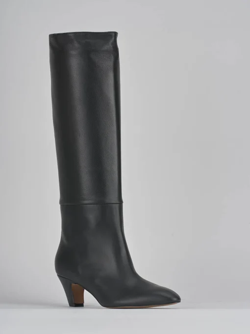 Stivali tacco 5cm pelle nero