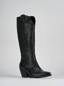 Stivali tacco 7cm pelle nero