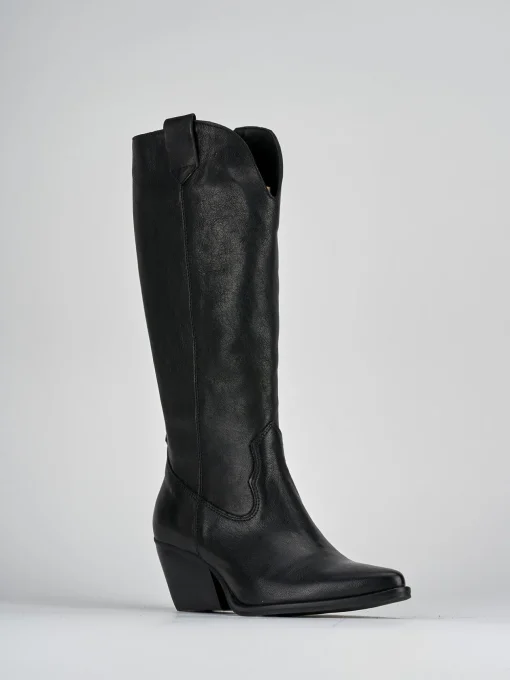 Stivali tacco 7cm pelle nero