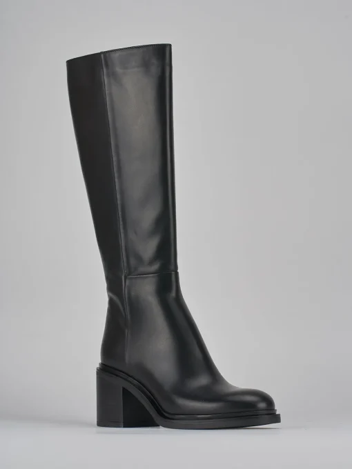 Stivali tacco 5cm pelle nero