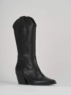 Stivali tacco 7cm pelle nero