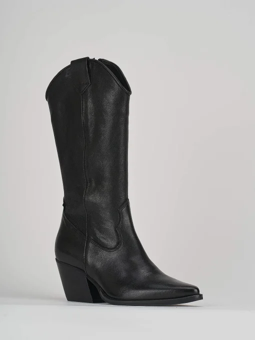 Stivali tacco 7cm pelle nero
