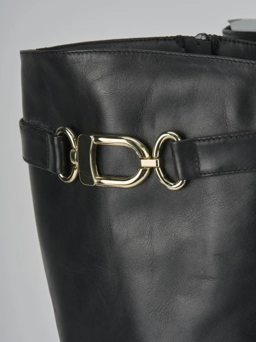 Stivali tacco 2cm pelle nero
