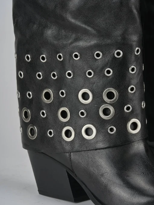 Stivali tacco 6cm pelle nero