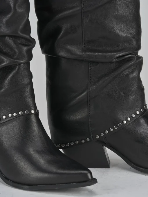 Stivali tacco 8cm pelle nero