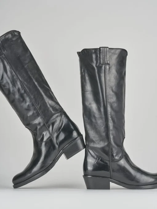 Stivali tacco 4cm pelle nero