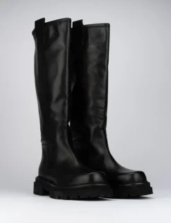 Stivali tacco 1cm pelle nero