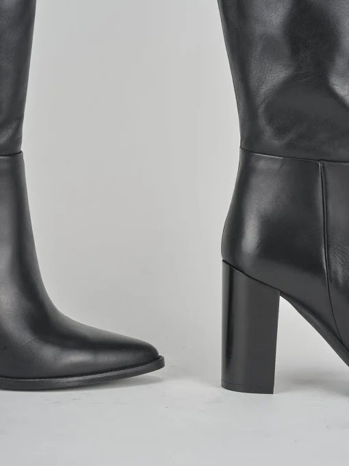 Stivali tacco 9cm pelle nero