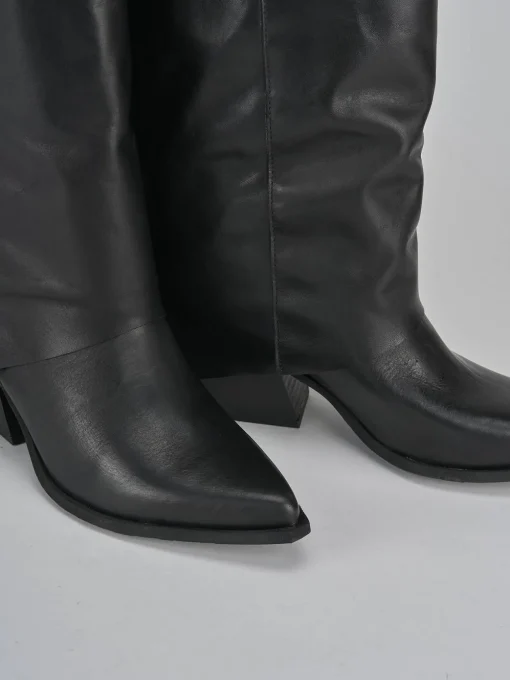 Stivali tacco 7cm pelle nero