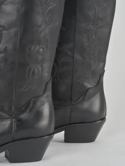 Stivali tacco 3cm pelle nero