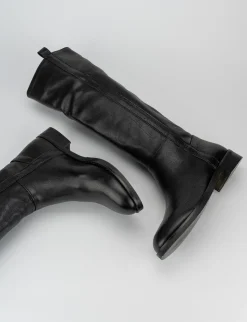 Stivali tacco 1cm pelle nero