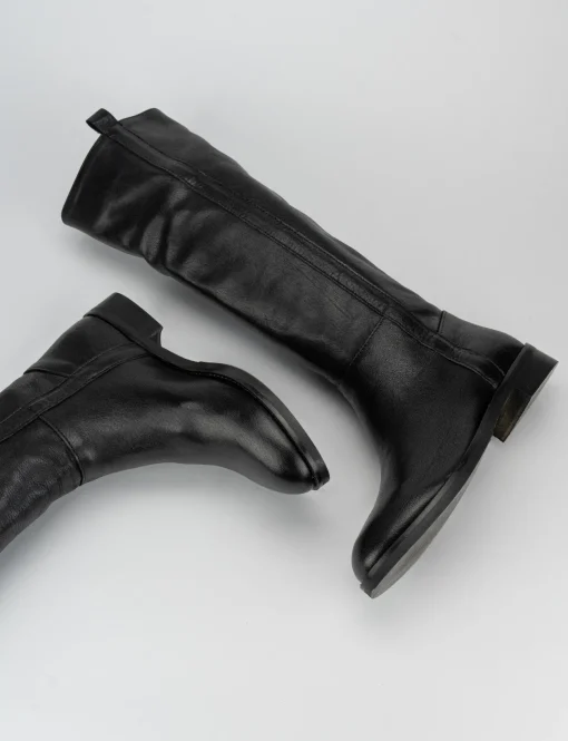 Stivali tacco 1cm pelle nero