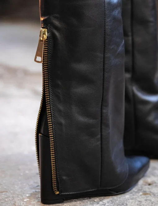 Stivali tacco 9cm pelle nero