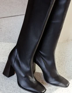 Stivali tacco 9cm pelle nero