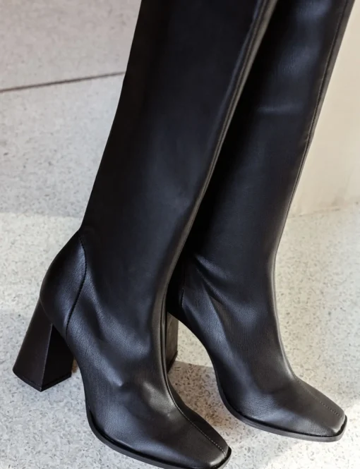 Stivali tacco 9cm pelle nero