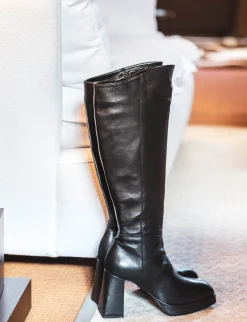 Stivali tacco 5cm pelle nero