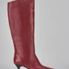 Stivali tacco 5cm pelle rosso
