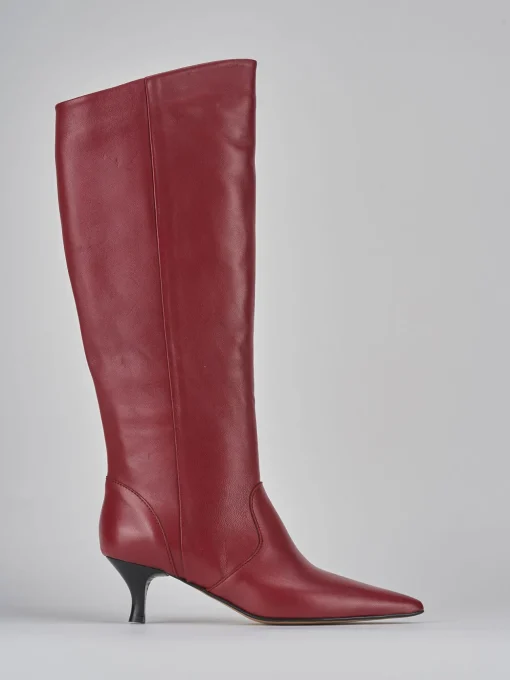 Stivali tacco 5cm pelle rosso