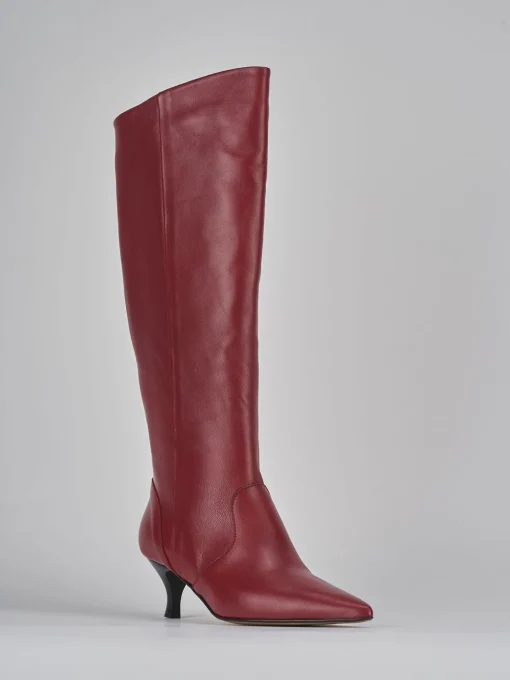 Stivali tacco 5cm pelle rosso