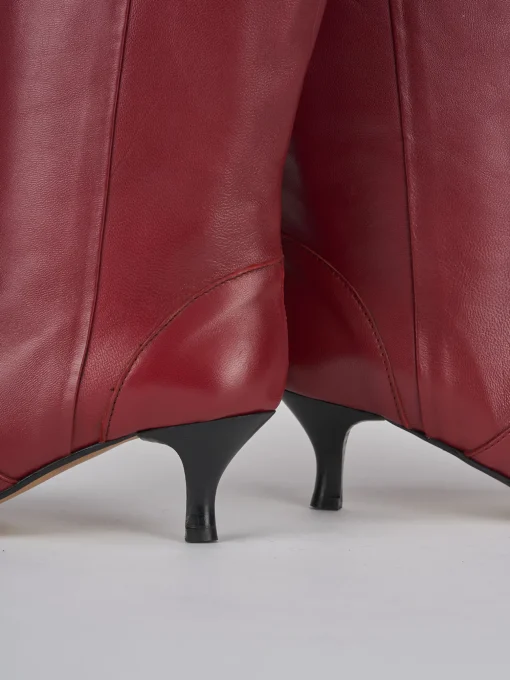 Stivali tacco 5cm pelle rosso