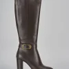 Stivali tacco 8cm pelle testa