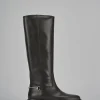 Stivali tacco 2cm pelle testa