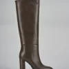 Stivali tacco 9cm pelle testa