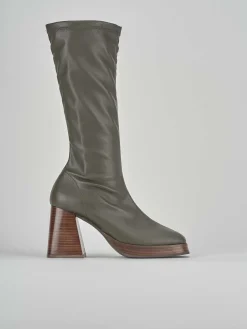 Stivali tacco 8cm pelle verde