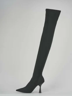 Stivali tacco 9cm tessuto nero