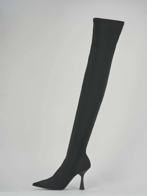 Stivali tacco 9cm tessuto nero