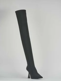 Stivali tacco 9cm tessuto nero
