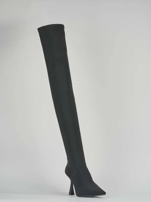 Stivali tacco 9cm tessuto nero