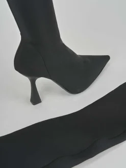 Stivali tacco 9cm tessuto nero