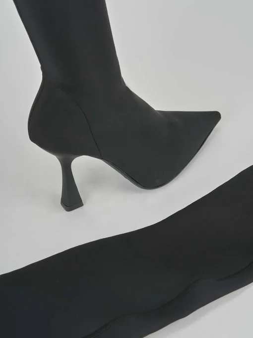 Stivali tacco 9cm tessuto nero
