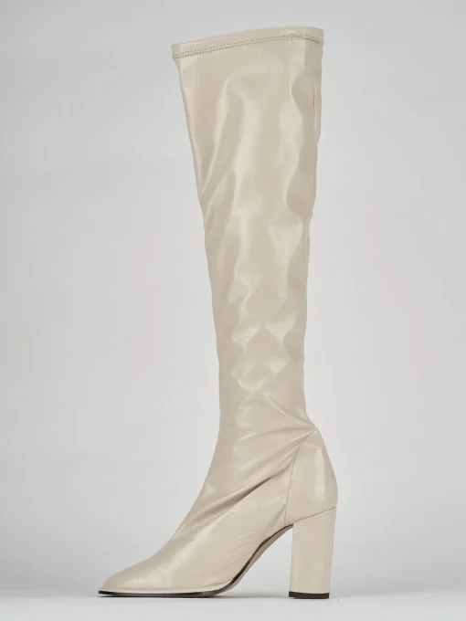 Stivali tacco 9cm vernice beige