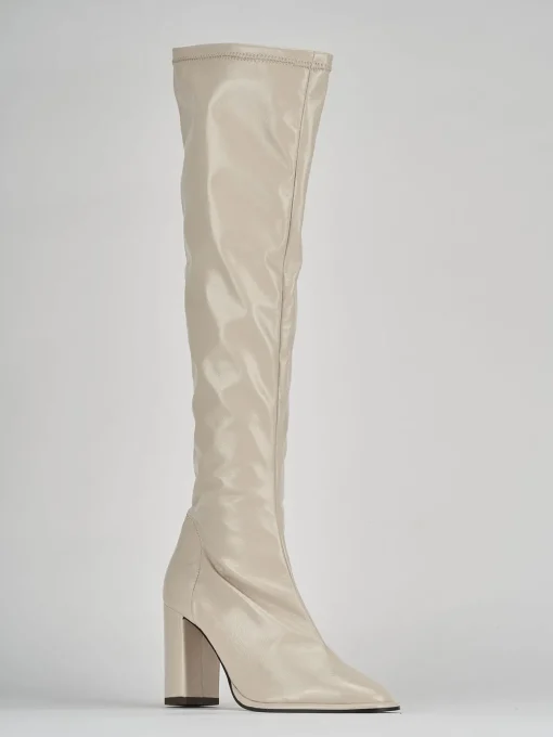 Stivali tacco 9cm vernice beige