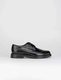 Stringata con fondo cuoio e soletto in vera pelle nero