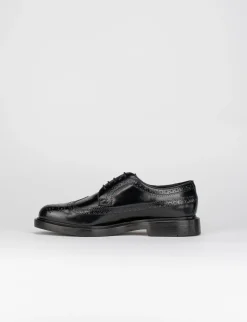 Stringata con fondo cuoio e soletto in vera pelle nero