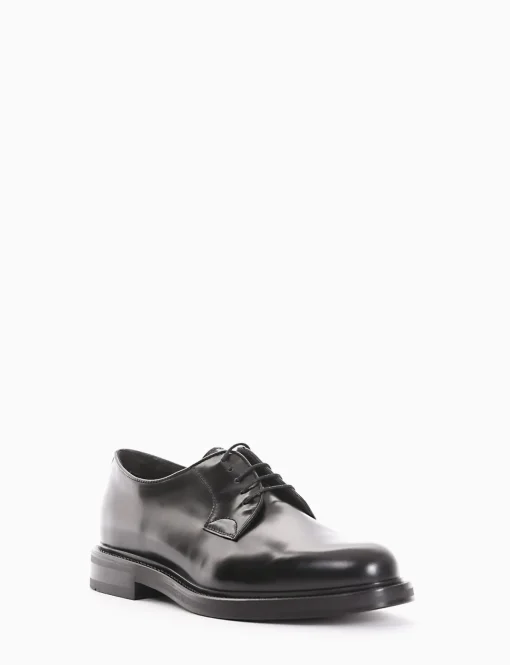 Stringata derby con tacco 3cm semplice ed elegante nero pelle