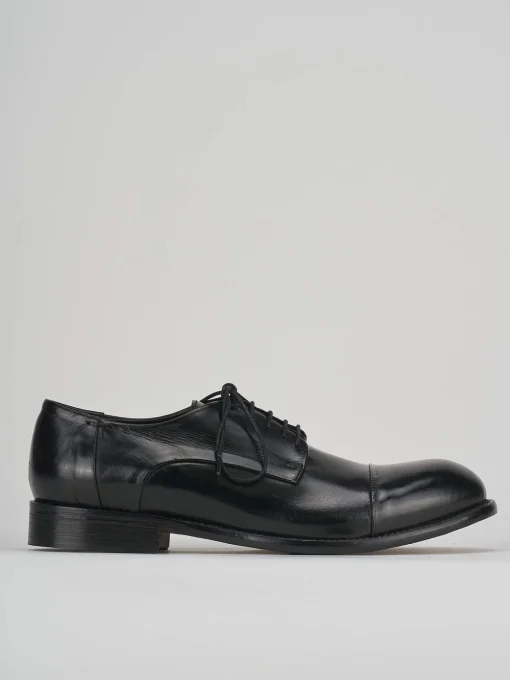 Stringata derby nero pelle