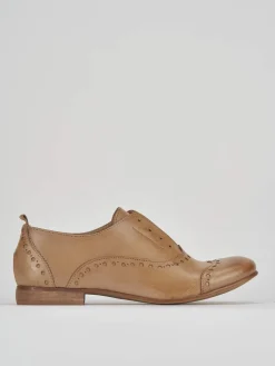 Stringata tacco 1 cm beige pelle