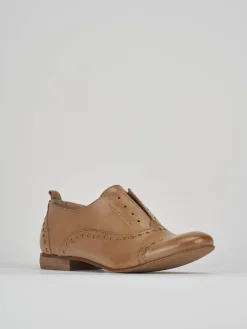 Stringata tacco 1 cm beige pelle