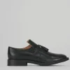 Stringata tacco 1 cm nero pelle
