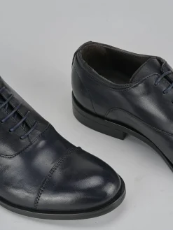 Stringate pelle blu