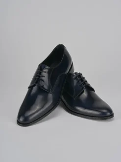Stringate pelle blu