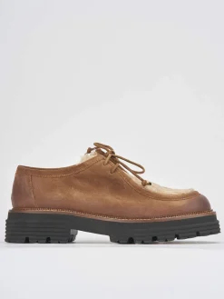 Stringate tacco 2cm camoscio marrone