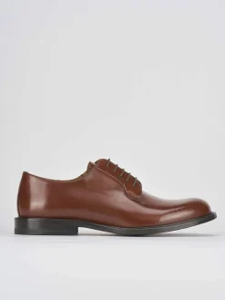 Stringate tacco 1cm pelle marrone