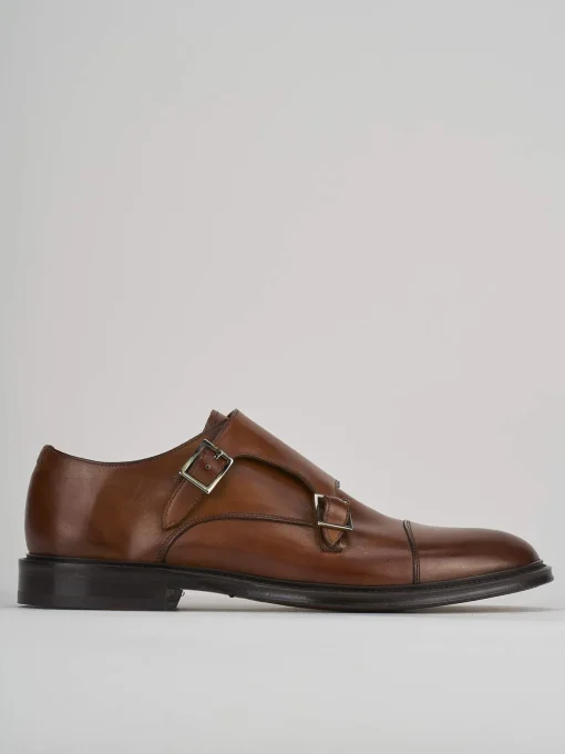 Stringate tacco 1cm pelle marrone