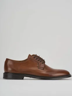 Stringate tacco 1cm pelle marrone